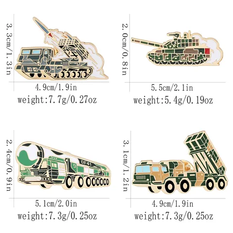 Aimant de Réfrigérateur Série Militaire en Alliage de Zinc Créatif Peinture au Four Émail Chars Véhicules Missiles Accessoires Maison Décoration Magnétique Souvenirs