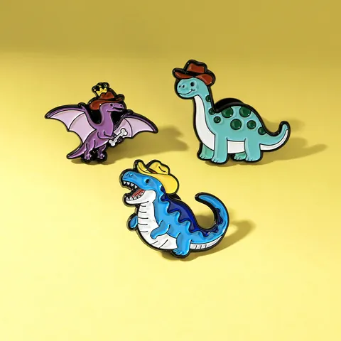 Cartoon Dinosaurier Emaille Brosche Cowboyhut Legierung Abzeichen Tier Kleidung Rucksack Dekor Anstecknadel Für Damen Herren Kinder Schmuck
