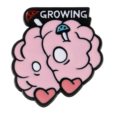 Lustige Cartoon Gehirn Emaille Brosche Pins Loading Growing Bye A Little Skurrile Rosa Legierung Abzeichen Für Rucksack Kleidung