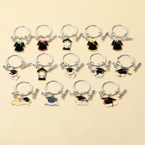 2026 Graduation Season Keychain Zinc Alloy Enamel Bachelor Cap Book Diploma Charm Graduate Souvenir Key Ring For Students Gifts