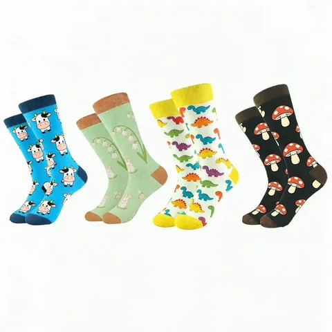 Trendy Animal Pattern Crew Socks Cotton Blend Breathable Mid-Calf Socks For Men Women Daily Fashion Hosiery