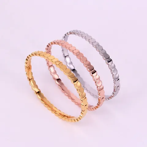 Titanium Steel Fish Scale Bangle For Women Geometric Layered Disc Open Bangle Gold Silver Rose Gold Bracelet Jewelry Gift