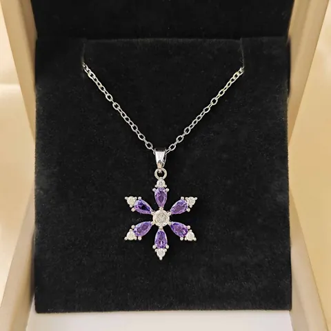 Gold Plated Copper Purple Zirconia Snowflake Necklace Earrings Ring Bracelet Jewelry For Women Christmas Holiday Banquet Jewelry