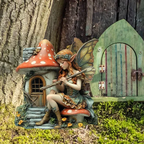 Fairy Girl Gnome Garden Stakes PVC 2D Flat Yard Art Sign Halloween Autumn Mushroom House Outdoor Landscaping Ornaments