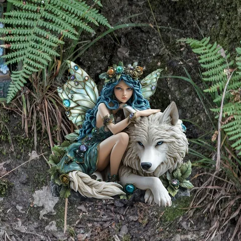 Fantasy Fairy Garden Stakes PVC Outdoor Decoration Fairy And Wolf Mushroom Moon Stakes For Yard Patio Potted Plant Decor