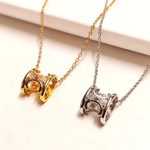 Fashion Titanium Steel H Letter Pendant Necklace Gold Silver Plated Rhinestone Clavicle Chain Geometric Jewelry For Women Daily Dating Gift