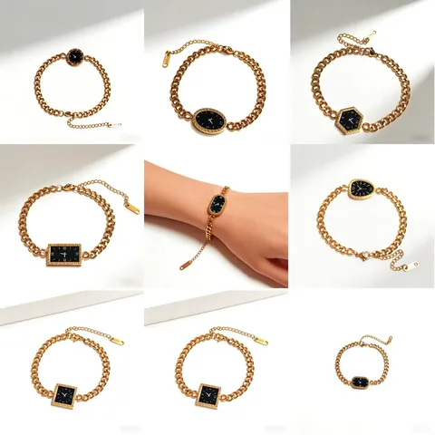 Minimalist Stainless Steel Watch Dial Bracelet For Women Greek Key Pattern Roman Numerals Gold Fashion Jewelry Gift