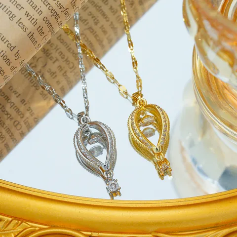 Mode Titanstahl Heißluftballon Anhänger Halskette Für Damen Zirkonia Mikro Set Schwebender Diamant Nischendesign Schmuck