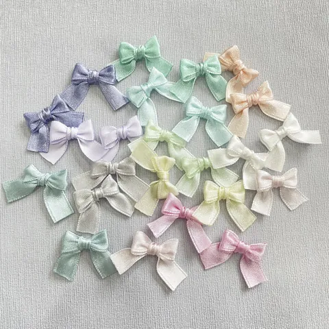 Mini Handmade Satin Ribbon Bows For DIY Crafting Hair Clips Apparel Accessories Macaron Color Small Decorative Bows Findings