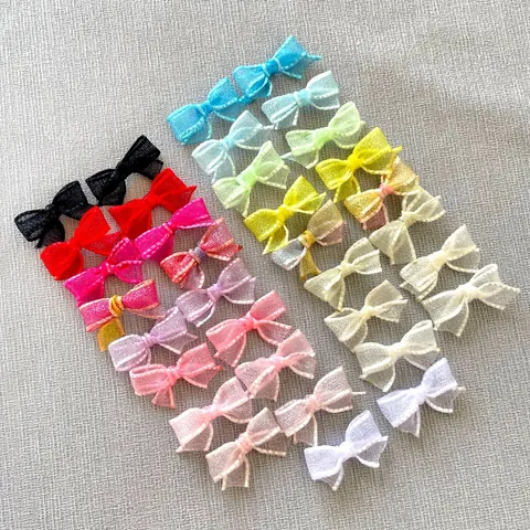 Mini Mesh Bowknot DIY Accessories For Hair Clips Shoes Hats Socks BJD Doll Clothes Decoration Colorful Organza Bows