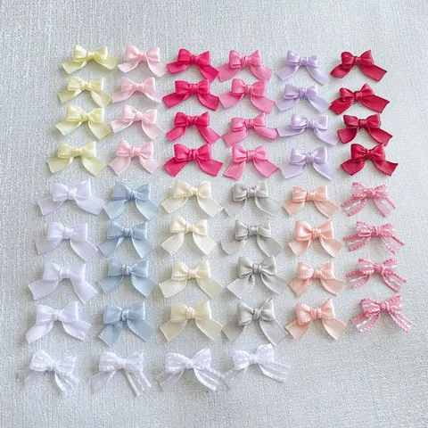 Mini Satin Ribbon Bowknots Handmade Bows For DIY Clothing Crafts Hair Clips Doll Accessories Decoration Sewing Supplies Multiple Colors