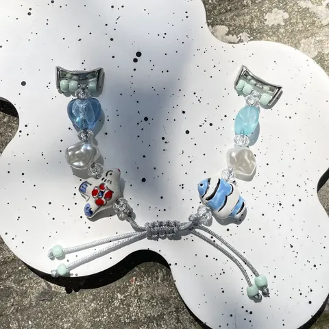 Cinturino per Smartwatch in Perline Fatto a Mano Con Ciondolo a Forma di Coniglio Pesce Cuore Bracciale Regolabile per Donna