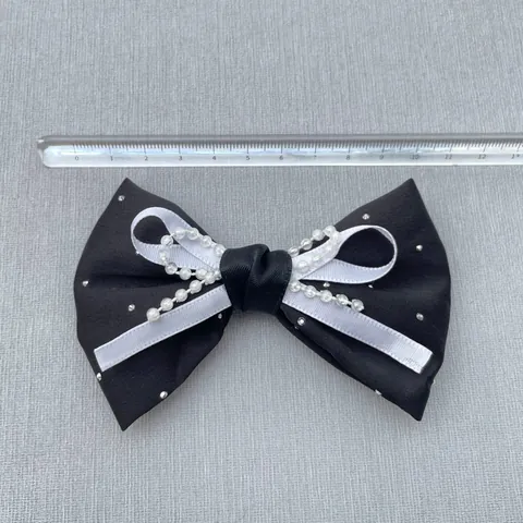 Handmade Black White Bow Accessories With Rhinestone Faux Artificial Pearl For DIY Hair Clips Clothing BJD Doll Clothes Decoration