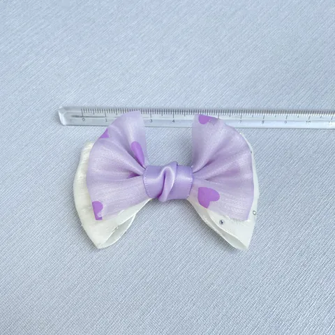 Elegant Purple Bow Hair Clips For Women Girls Handmade Satin Lace Organza Ribbon Hair Accessories Sweet Heart Plaid Pattern Rhinestone Faux Artificial Pearl Decor