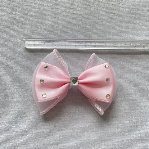 Accesorios de Lazos de Cinta y Malla DIY Hechos a Mano Con Decoración de Strass y Perlas Artificiales Para Pelo Ropa Zapatos Muñeca Rosa Púrpura