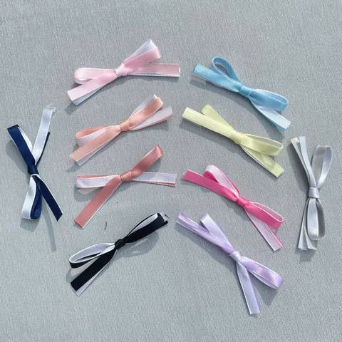 Handmade Double Layer Satin Ribbon Bow Accessories For DIY Clothing Hair Clips Gift Box Decoration Colorful Bow Ornaments