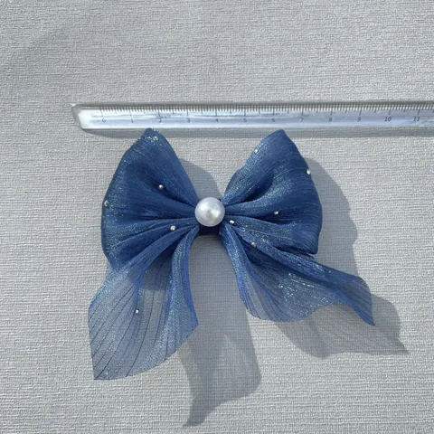 Accesorios de Lazo de Malla de Organza Hechos a Mano Con Perla de Imitación y Strass Para Decoración de Cabello Bolso Zapato DIY