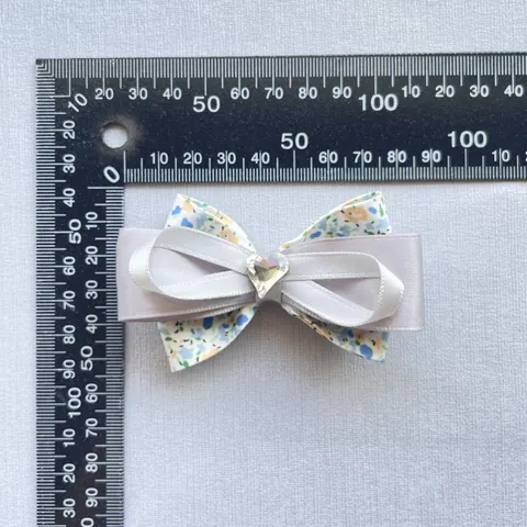 Handmade Floral Bow Hair Clip Satin Fabric Double Layer Hairpin With Heart Rhinestone Sweet Hair Accessory For Women Girls