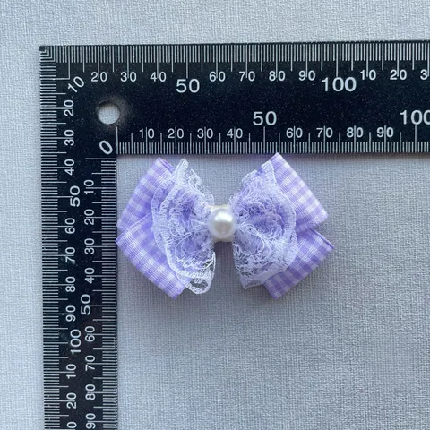 Korean Style Plaid Bowknot Hair Clip DIY Accessory With Lace And Faux Pearl For Clothing Decoration Handmade Hairpin Ornament