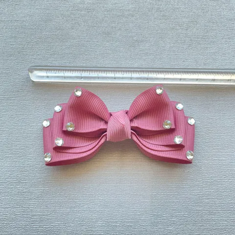 Handmade 3D Grosgrain Ribbon Bow Hair Clips With Rhinestones For Women Girls DIY Doll Clothes Pet Headwear Hair Accessory