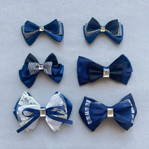 Handmade Fabric Bowknot DIY Jewelry Accessories Rhinestone Lace Houndstooth Bow Headwear Doll Clothing Decoration Component