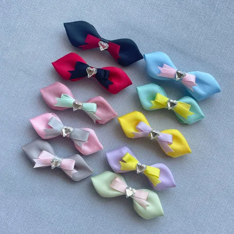 Strass Herz Doppelschicht Satinband Schleife Zubehör Für Haarspangen Kleidung Taschen Geschenkbox DIY Handwerk Machen