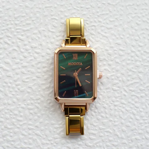 Klassische Rechteckige Damenquarzuhr Goldenes Edelstahl Kettenarmband Elegantes Zifferblatt Mit Marmormuster Und Römischen Ziffern Mode Schmuckuhr