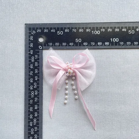 Chiffon Netz Schleife Zubehör Mit Kunstperlen Quasten Für DIY Kopfschmuck Kleidung Tasche Schuhe Dekoration Satinband Schleife Zubehör