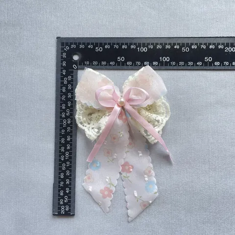 Nœud en Mousseline et Dentelle Fait Main Avec Künstliche Perle Artificielle Ruban à Franges Accessoire Pour Pince Cheveux Lolita DIY