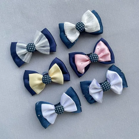 Handmade Double Layer Fabric Bow Accessory Satin Polka Dot Button DIY For Hair Clips Shoes Bags Clothing Decoration