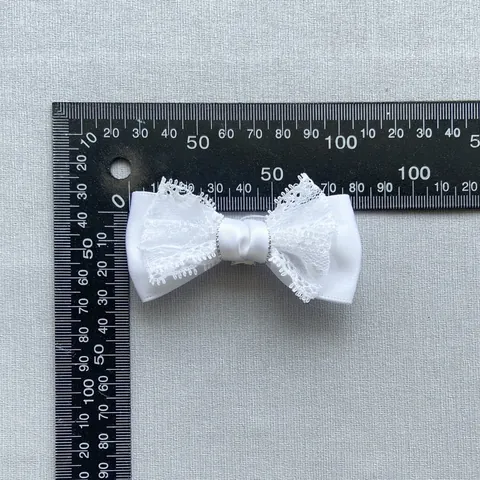 White DIY Handmade Bow Satin Lace Accessories With Artificial Pearl Heart Flower For Bag Charm Keychain Pendant Hair Accessory Jewelry Making