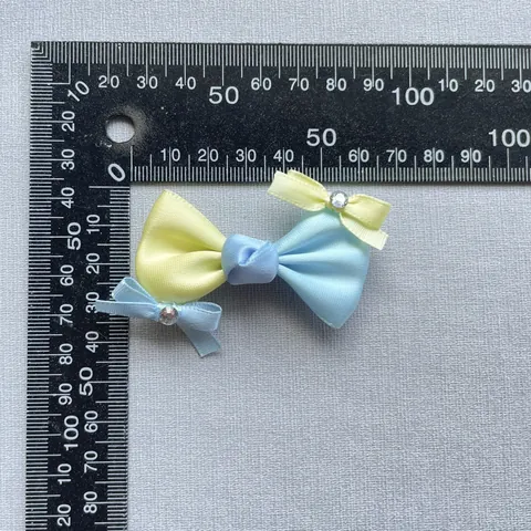 Handmade Satin Bowknot Accessories With Rhinestone Color Block DIY Bows For Hairpin Doll Clothing Shoes Keychain Decor