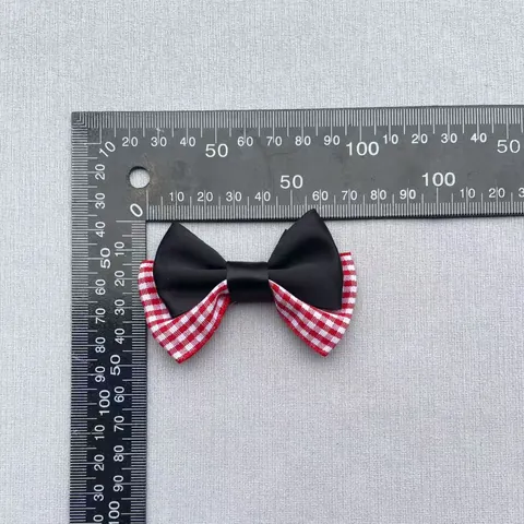 Gingham Checkered Fabric Bow Charms With Lace Ribbon Bowknot DIY Accessories For Hair Clips Clothing Shoes Doll Clothes Craft Decor
