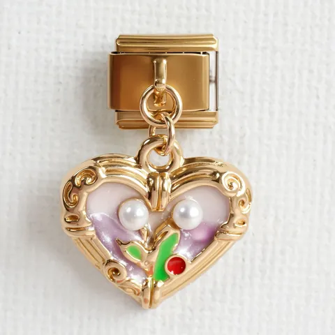 Vintage Stainless Steel Italian Charm Bracelet Links DIY Enamel Flower Heart Animal Pendant For Women Jewelry Making