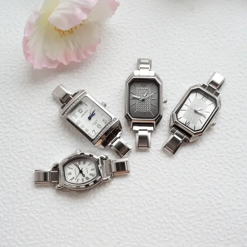 Orologio al Quarzo da Donna Cinturino in Acciaio Inossidabile Quadrato Ottagonale con Strass Orologio Decorativo