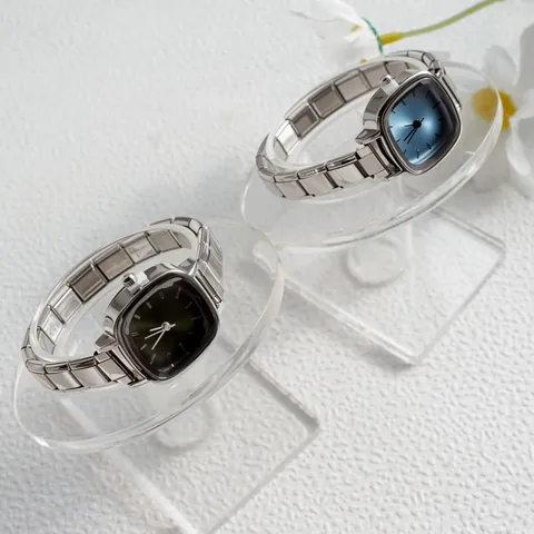 Orologio Minimalista al Quarzo Quadrato in Acciaio Inossidabile a Maglie Componibili per Uomo e Donna Gioielli Moda