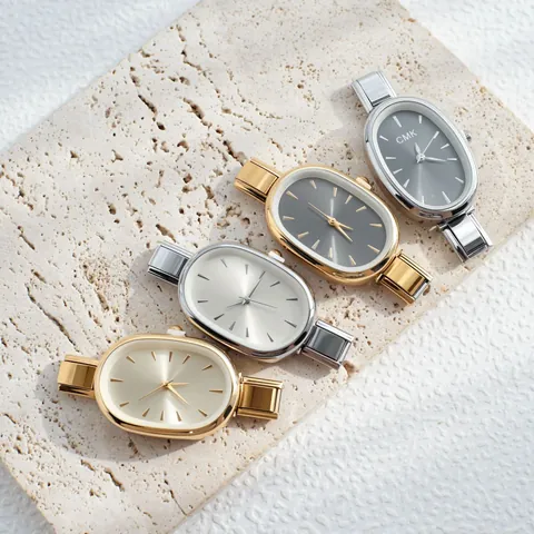 Elegante Damen Quarzuhr Ovales Zifferblatt Minimalistisch Vintage Edelstahl Metallkette Strap Mode Luxus Damen Uhr