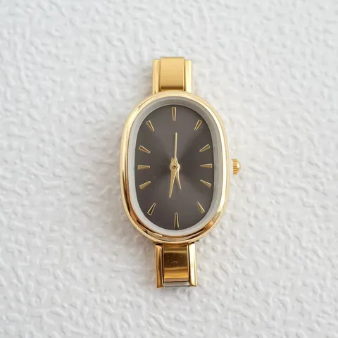 Elegante Damen Quarzuhr Ovales Zifferblatt Minimalistisch Vintage Edelstahl Metallkette Strap Mode Luxus Damen Uhr