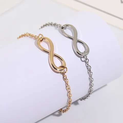 Minimalist Alloy Infinity Symbol Bracelet For Women Men Gold Silver Plated Mobius Loop Adjustable Chain Jewelry Couple Gift