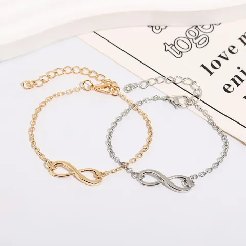 Minimalist Alloy Infinity Symbol Bracelet For Women Men Gold Silver Plated Mobius Loop Adjustable Chain Jewelry Couple Gift