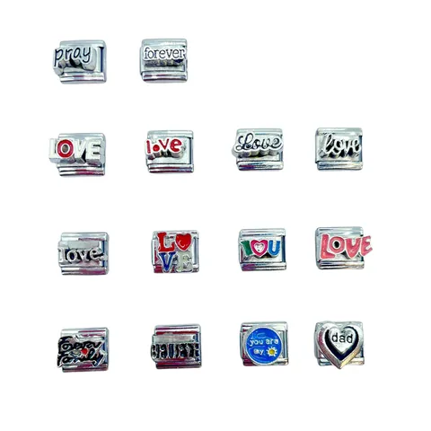 304 Stainless Steel Italian Charms DIY Modular Bracelet Link Personalized Love Heart Letter Jewelry Accessory For Men Women