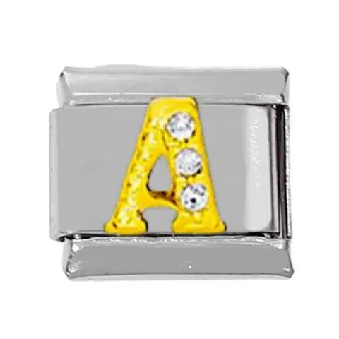 Modulo Lettera Fai Da Te In Acciaio Inossidabile 304 Italian Charm Alfabeto Strass Intarsiato Oro Argento Ciondoli Per Bracciali Accessori Gioielli