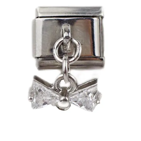 Stainless Steel Italian Charm Bracelet Links Zirconia Dangling Charms Butterfly Star Wing Heart Modular Links For DIY Jewelry