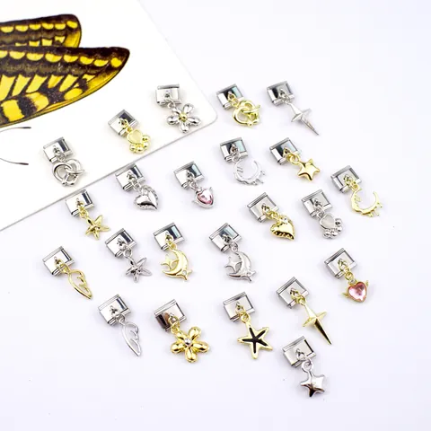 Italian Style Modular Charms Stainless Steel DIY Pendants Heart Star Moon Wings Floral Charms For Jewelry Making Women
