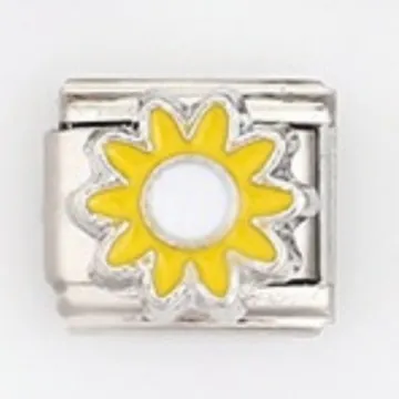 Italian Charm Bracelet Link Stainless Steel Floral Flower Enamel Drip Oil Charm Module For DIY Bracelet Jewelry Making Accessory