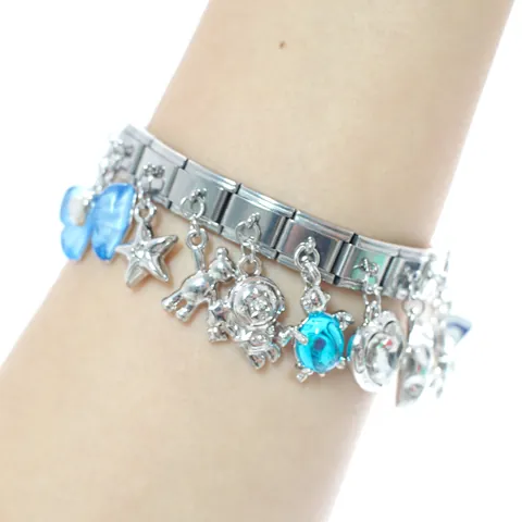 Edelstahl Italienische Charm Links Für DIY Armband Herstellung Modular Anhänger Herz Schmetterling Stern Mond Evil Eye Schmuck Charms Damen Unisex