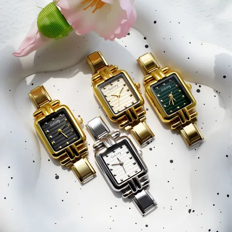 Orologio al Quarzo da Donna Quadrato Retrò Cinturino in Acciaio Inossidabile Elegante Orologio Analogico per Donna