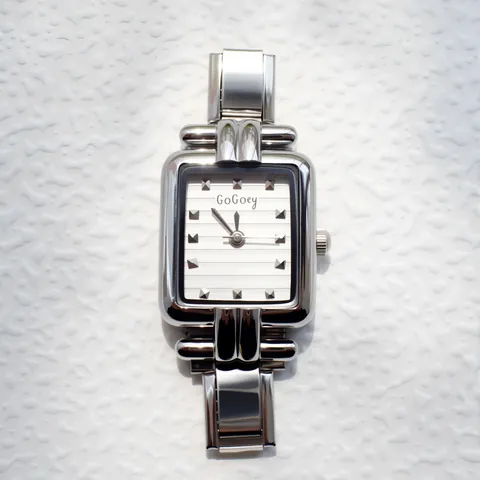 Orologio al Quarzo da Donna Quadrato Retrò Cinturino in Acciaio Inossidabile Elegante Orologio Analogico per Donna