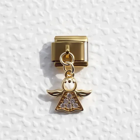 Gold Stainless Steel Italian Modular Charm For Bracelet DIY Heart Angel Star Moon Coin Link Pendant Jewelry Accessories