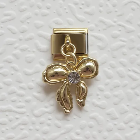 Edelstahl Italienische Charms Armband Glieder Tulpe Blume Herz Gingham Schleife Emaille Charms Für Modulares Armband Schmuck